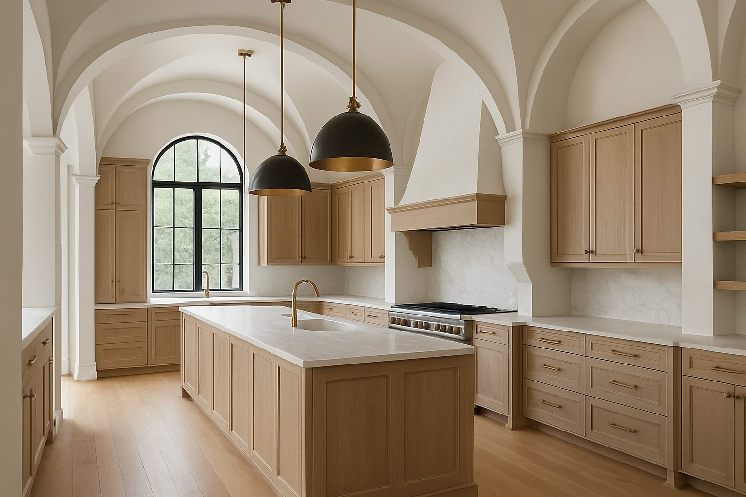 Renovated kitchen with custom architectural design