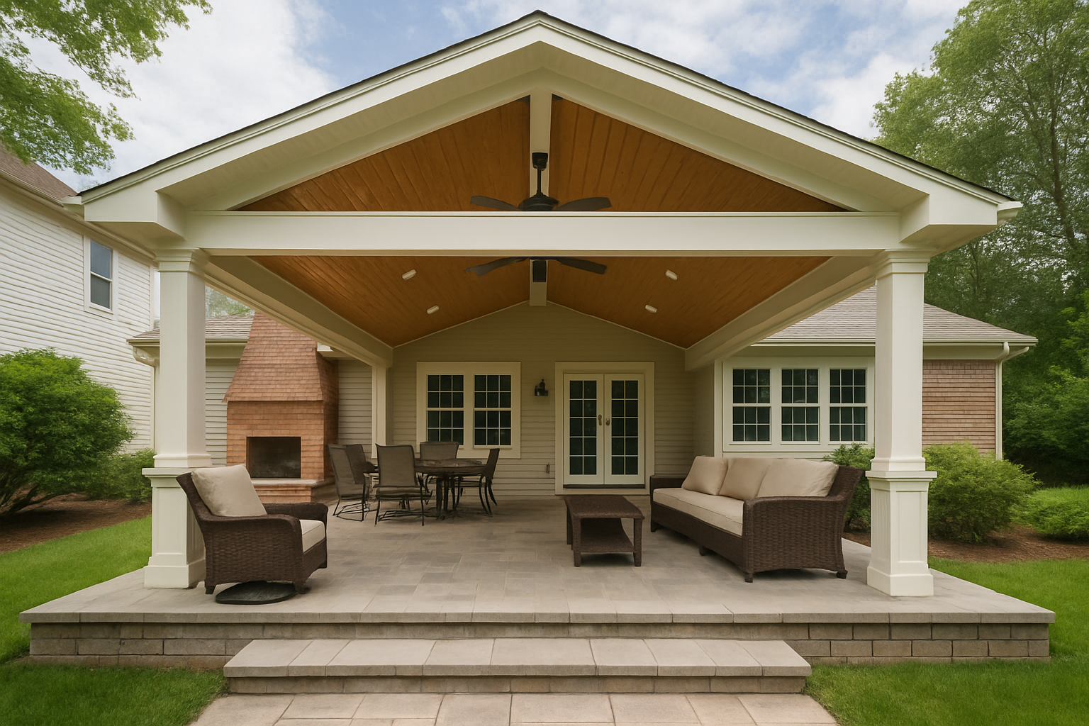 Spacious outdoor patio and porch addition